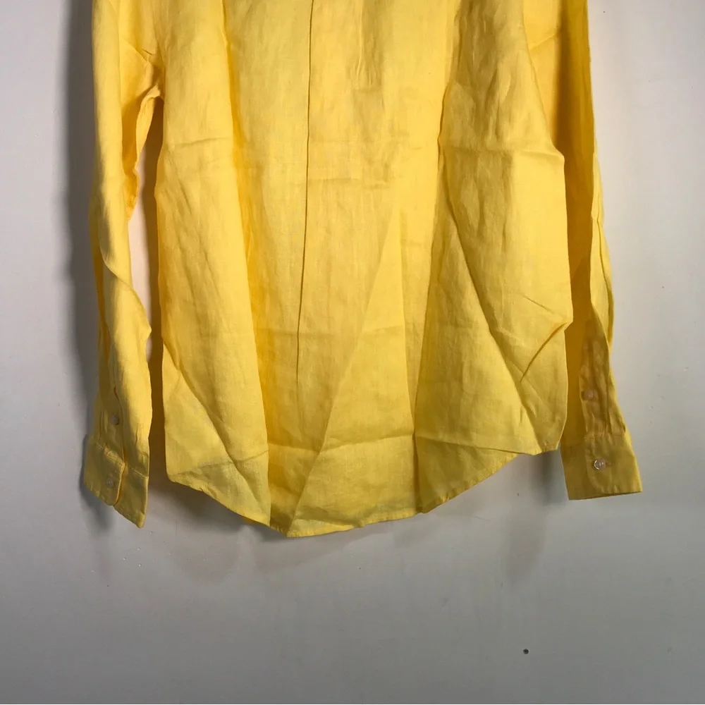 Ralph Lauren Linen Log Sleeve Button Up Shirt, Boy's Size XL 18/20 - Yellow